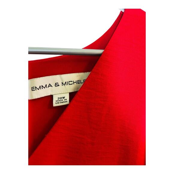 Emma & Michele Womens Tiered Mini Dress Flutter Long Sleeve Red Plus Size 20W - Picture 5 of 9